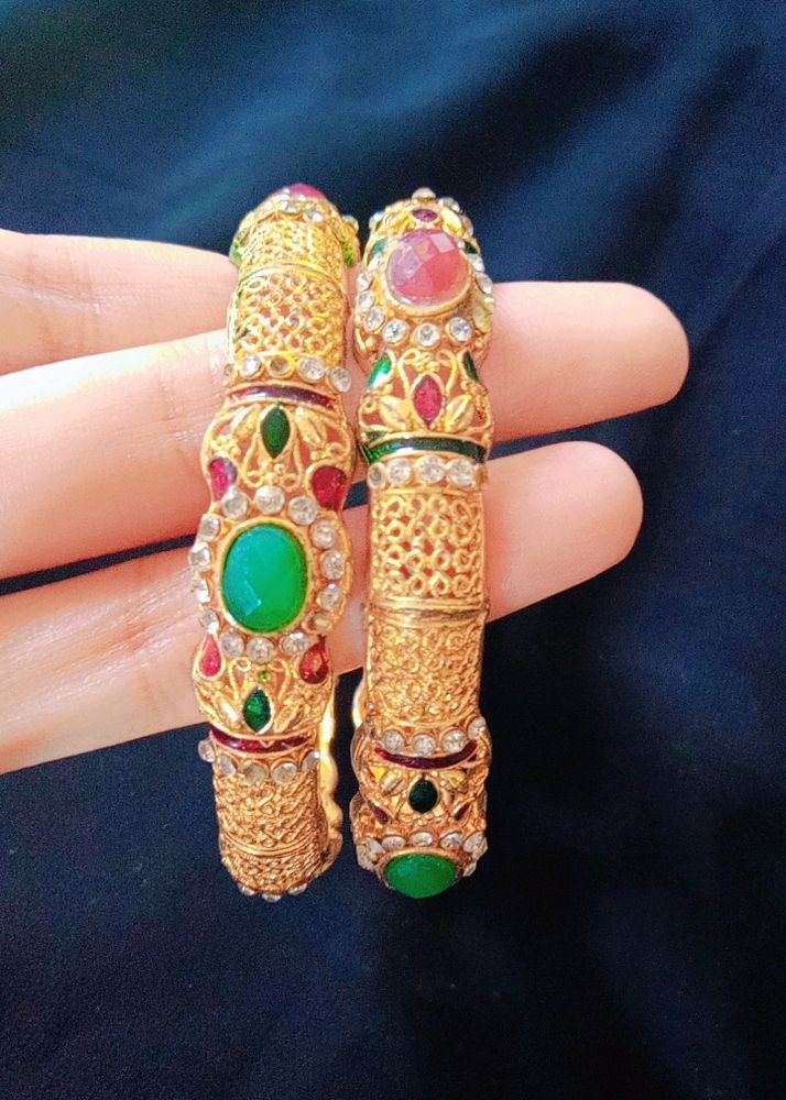Gold Plated Stone Bangles