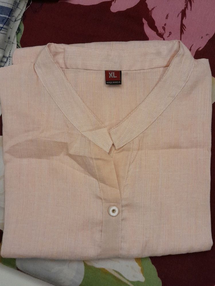 Light Peach Cotton Kurta