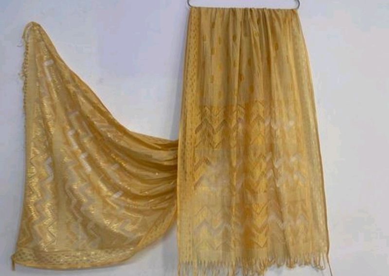 Cotton Blend Silk Golden Colour Dupatta