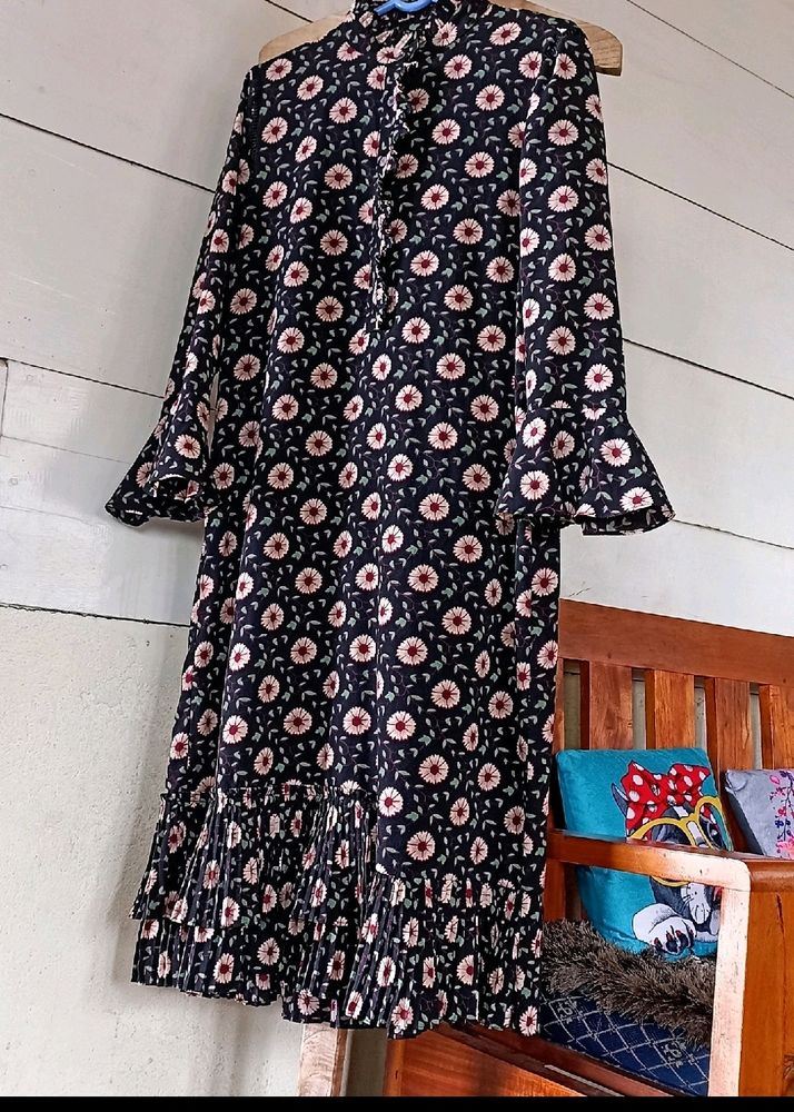 Women Black Flower Dress