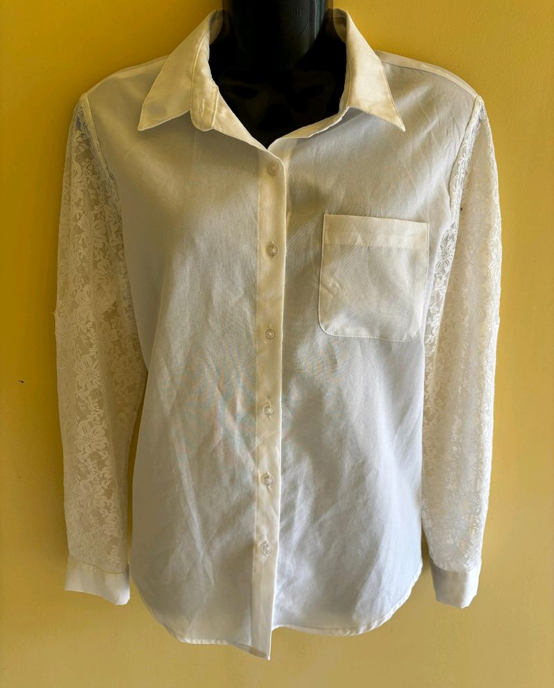 Shirt With Lace Sleeves