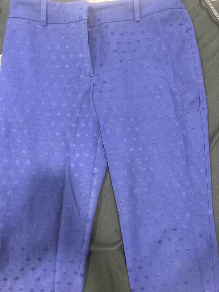 knee length blue formal pant