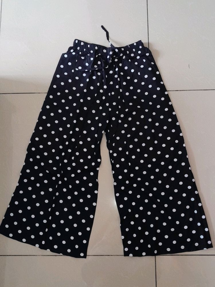 Polka Printed Black Palazzo Pants