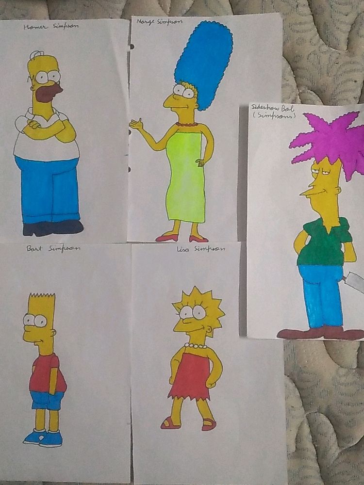 Simpsons Characters Drawing With Sketch Pen