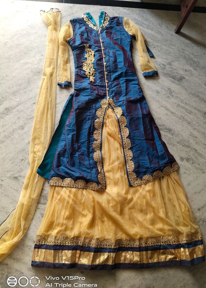 Blue Embroidered Mastani Dress