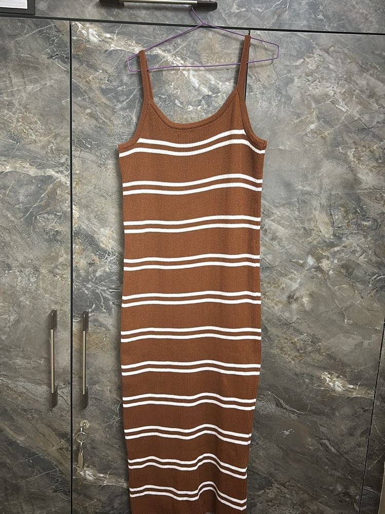 savana striped color maxi cami dress