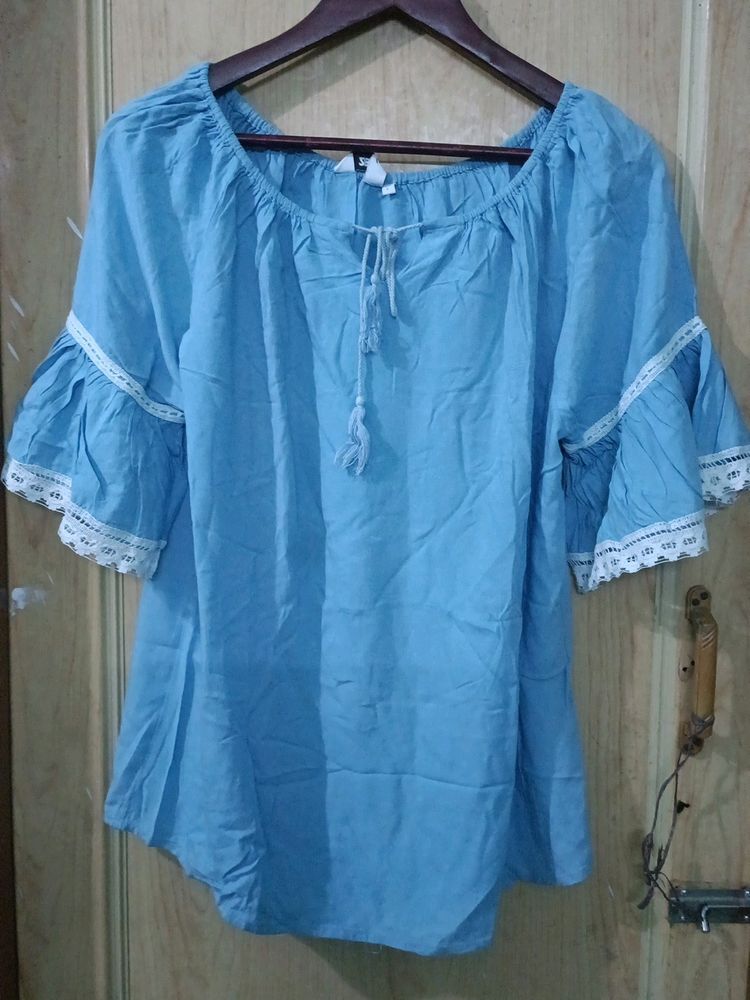 2BMe Light Blue Top With Bell Sleeves