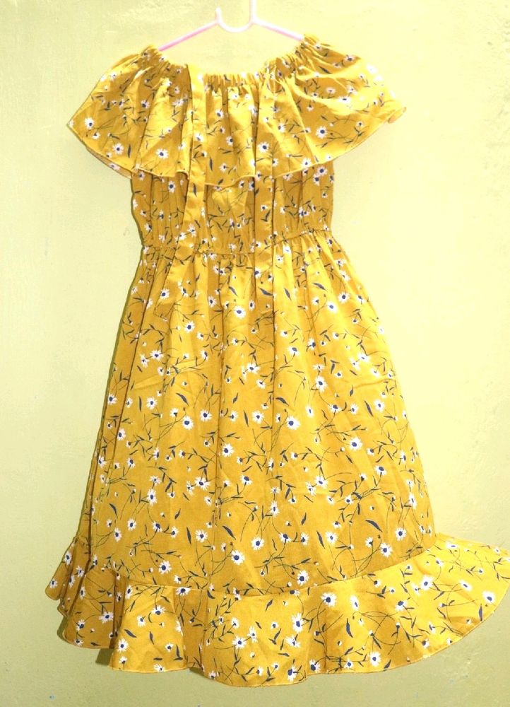 Yellow Floral Off-Shoulder Dress