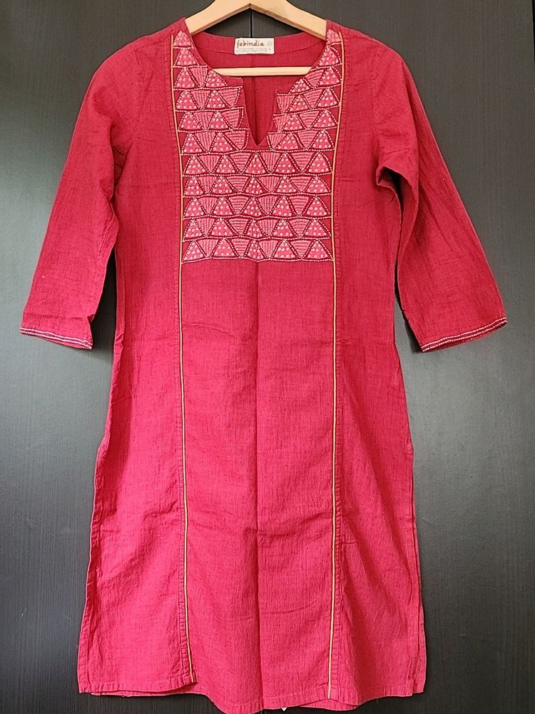 Hand Embroidered Cotton Kurta