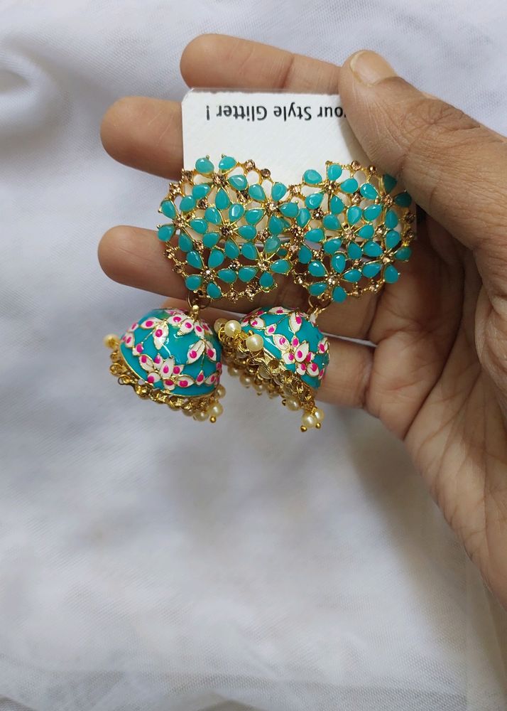 BLUE MEENAKAARI JHUMKAS 🎀