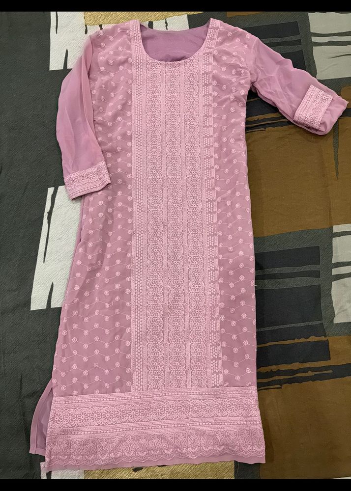 Pink Lucknowi Kurti