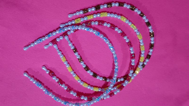 Pack Of 4 Perl Glitter Headband