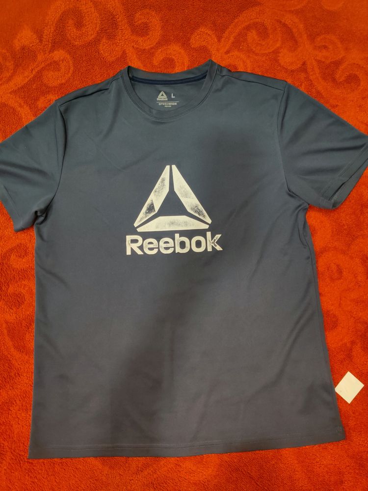 REEBOK Men Printed Round Neck Dark Blue Tshirt