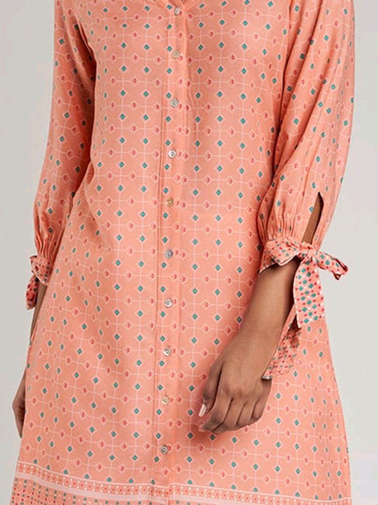 Global Desi Peach Pink Printed Tunic