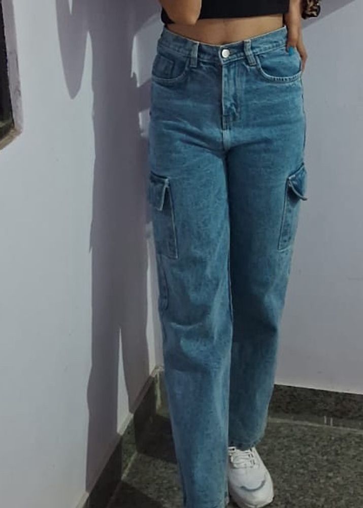 Women Cargo Blue Jeans