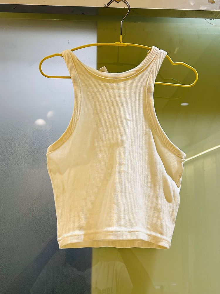 H&M White Cropped Tank Top