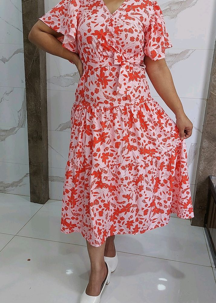 Floral Printed Flared Dress