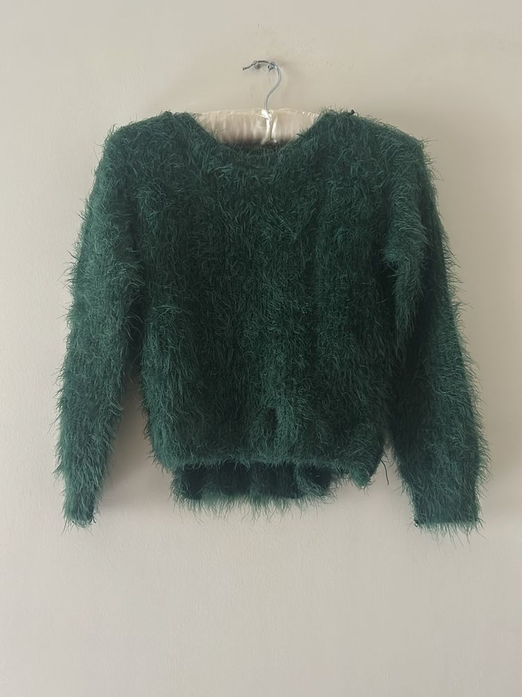 Bottle Green New Furry Sweater