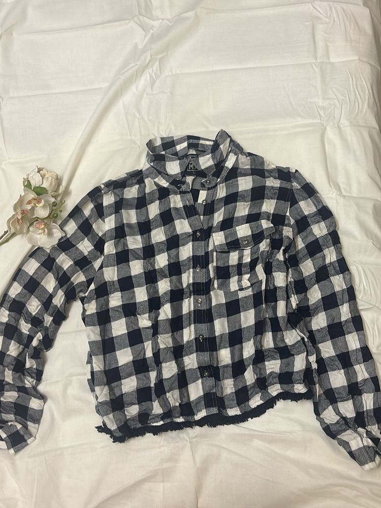 White and Black Checkered Shirt