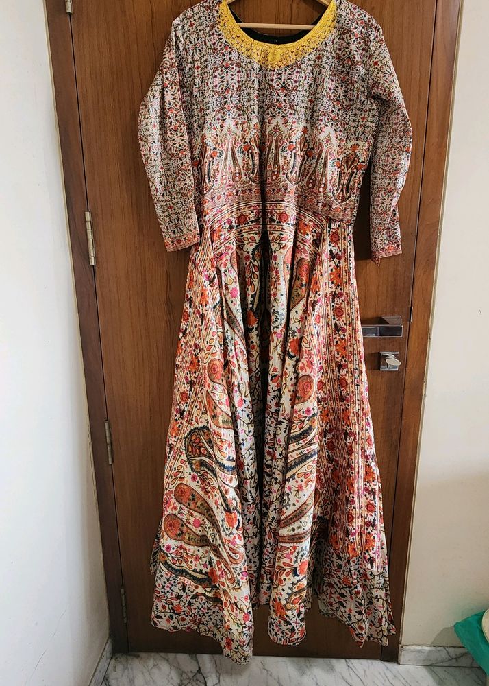 Long Ethnic Flared Gown