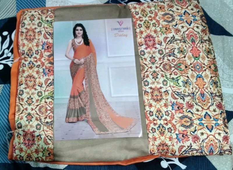 Poly Silk Saree With Attached Blouse