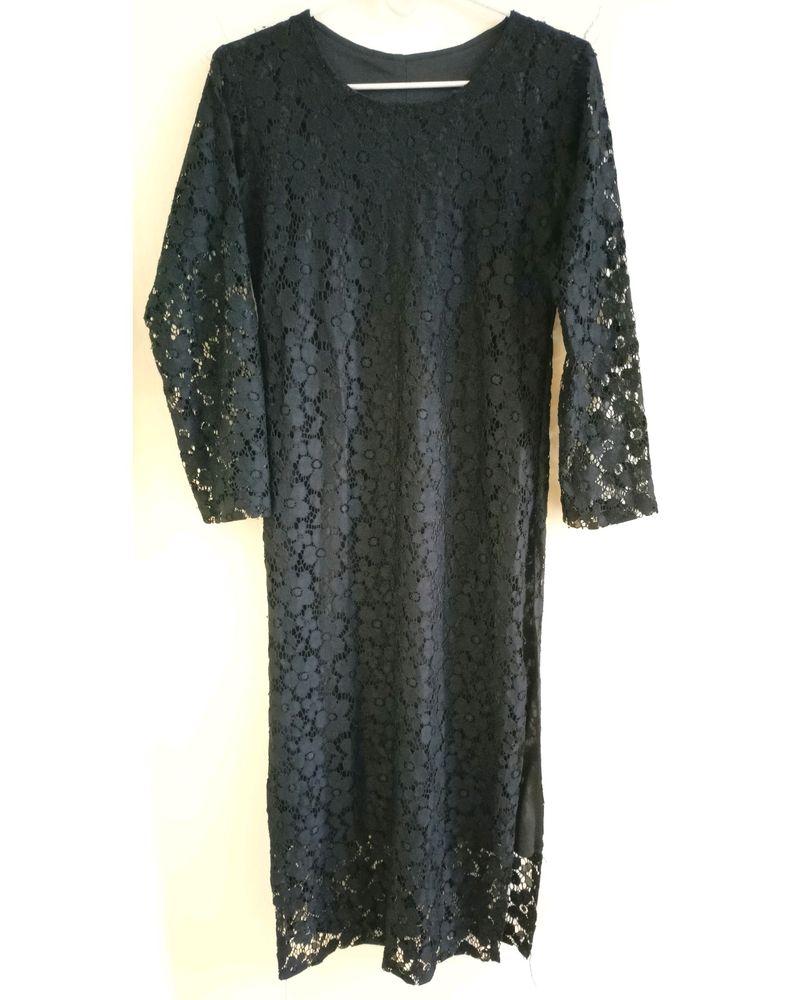 Black Lace long Kurti.