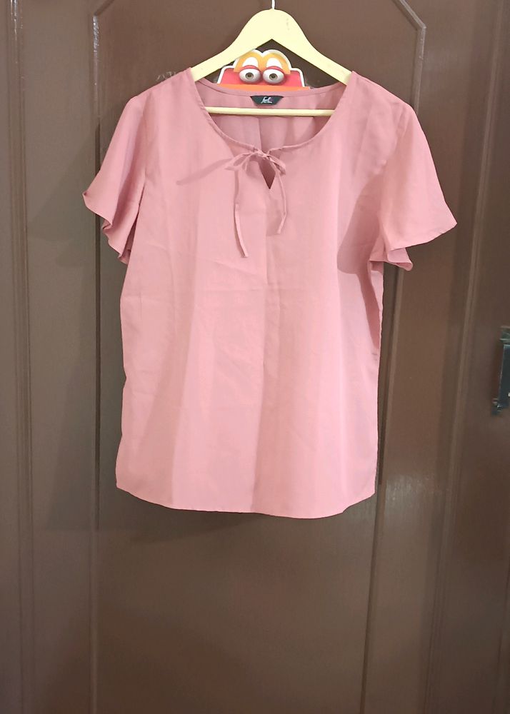 Baby Pink Western Top With Front Tie Up