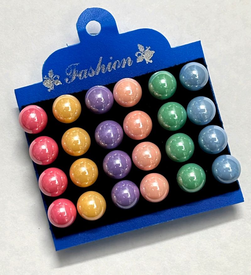 Original Pearls Multicolored Moti Pack Of 12 Pair