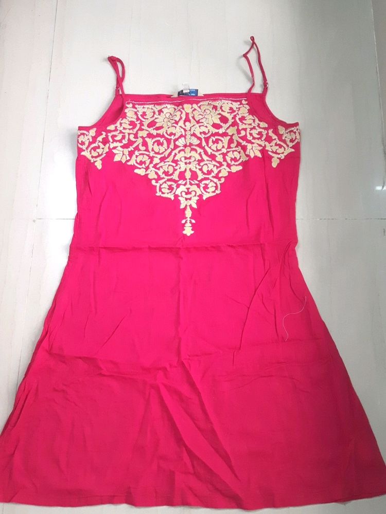 Summer Rose pink,shoulder straps kurta