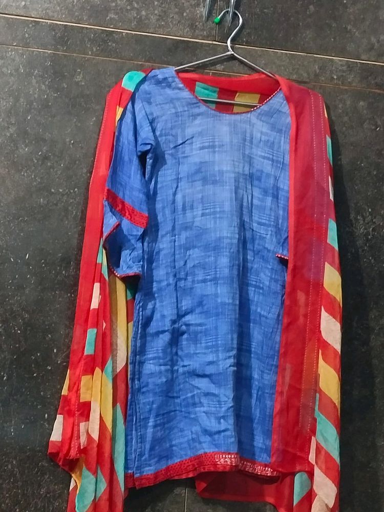 Blue Red Beutyfull Kurta Set