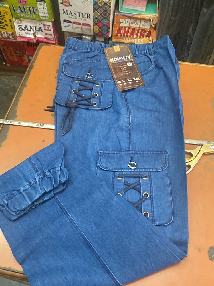 Denim Blue Cargo Pants For Men’s