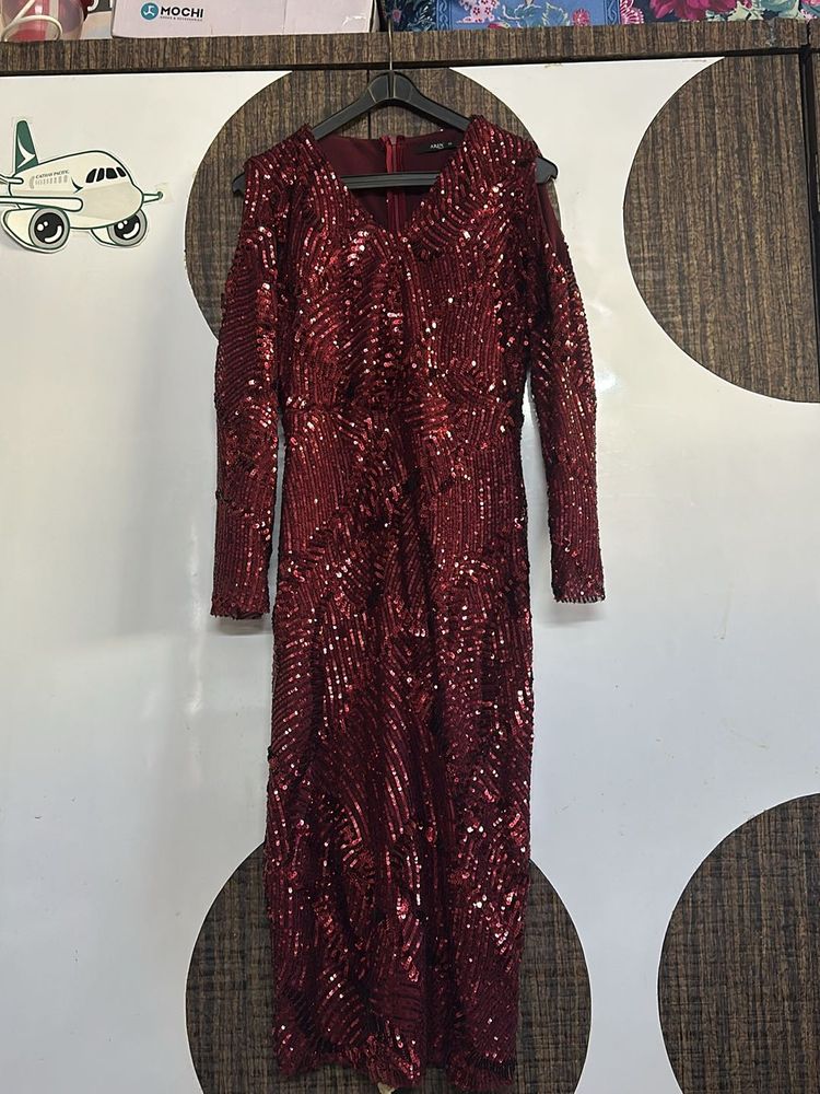 Sequins Midi Maroon/wine Color