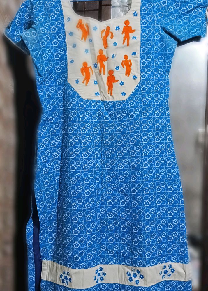 Handcrafted Sky Blue Cotton Kurta