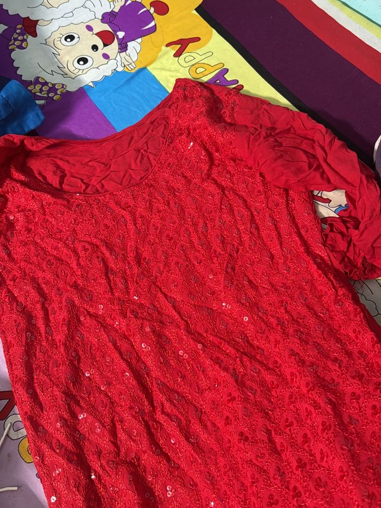 Red Sequins Kurti