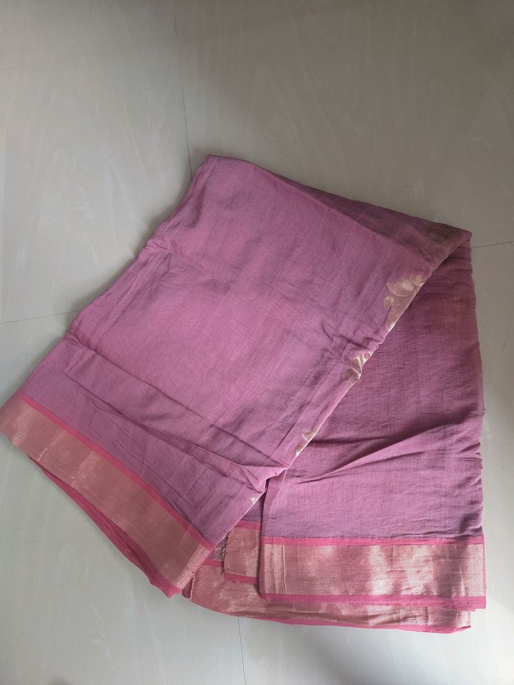 Pink Cotton Saree