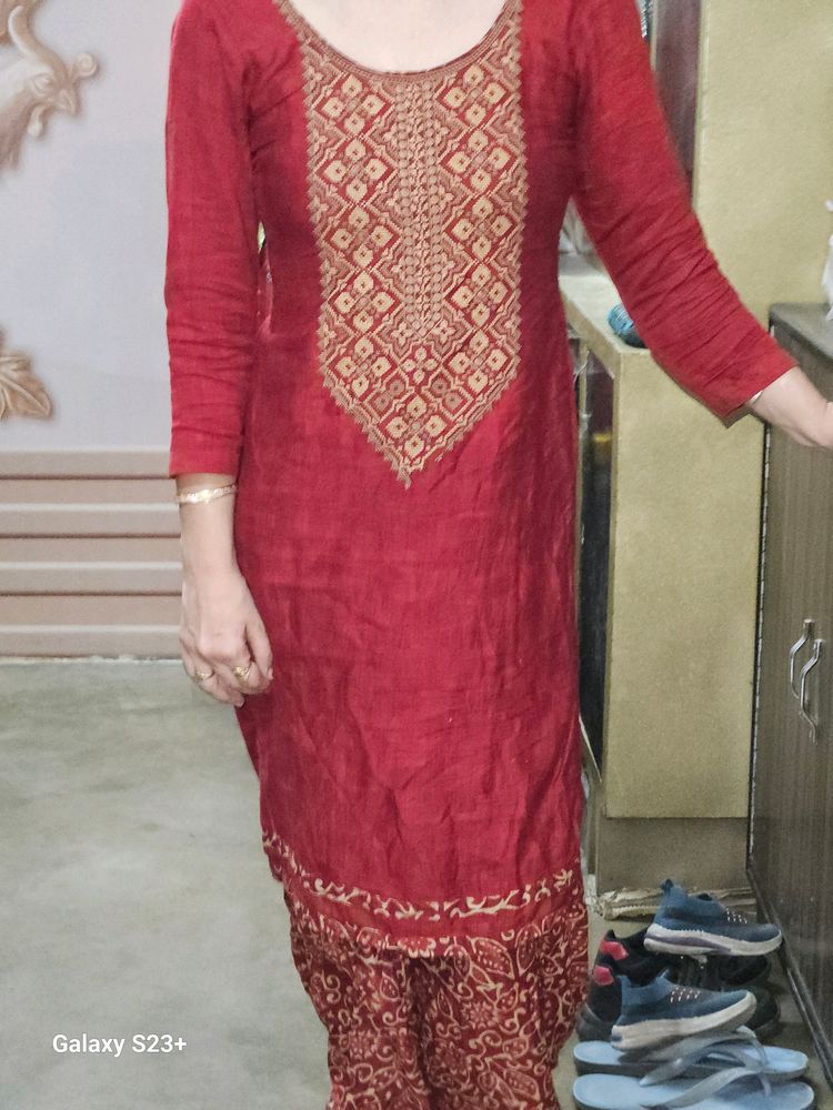 Maroon Salwar Suit With Dupatta