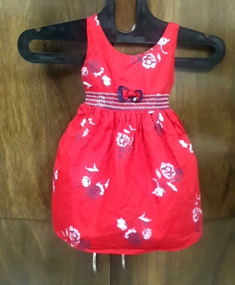 Rarely Used Red Cotton Frock 12 To 18 Month Baby