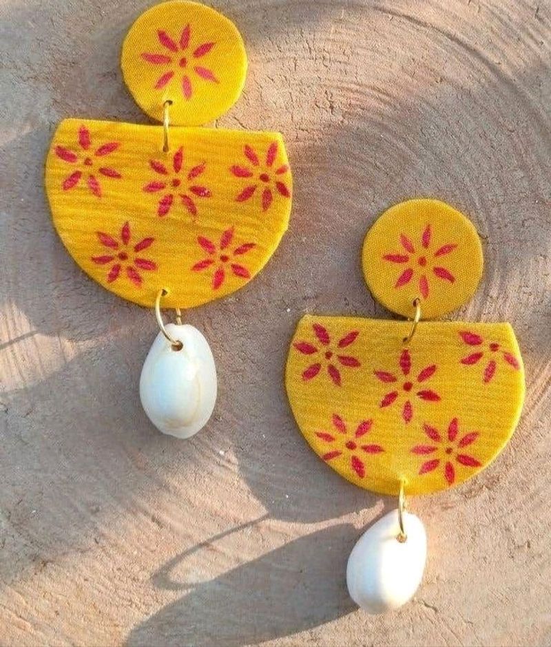 Yellow With Shell Earrings 💛