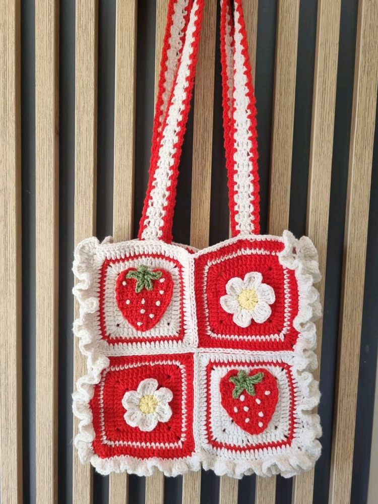 Crochet Granny Squares Bag ❤️🍒🍓🌼