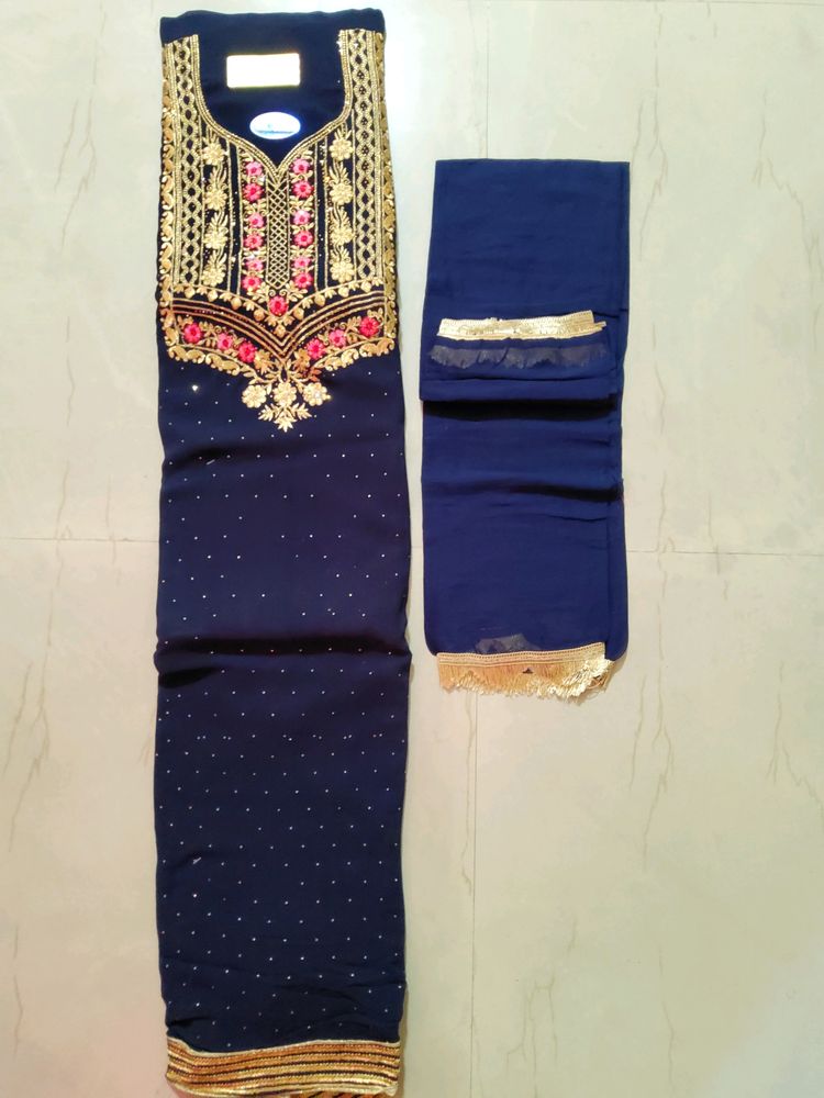 (Combo Of 3 Suits) Embroidered Semi Stitched Suit