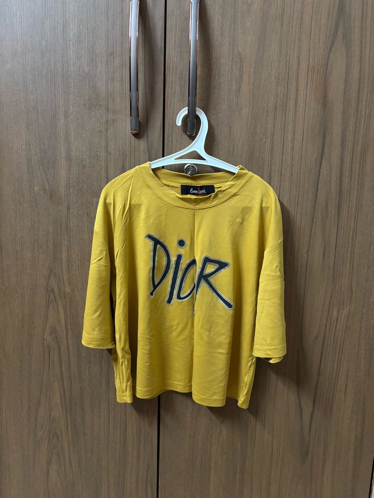 Dior Printed Cropped Boxy Tshirt From Everlush