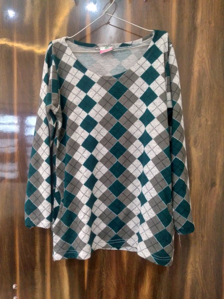 Checked Woolen Top