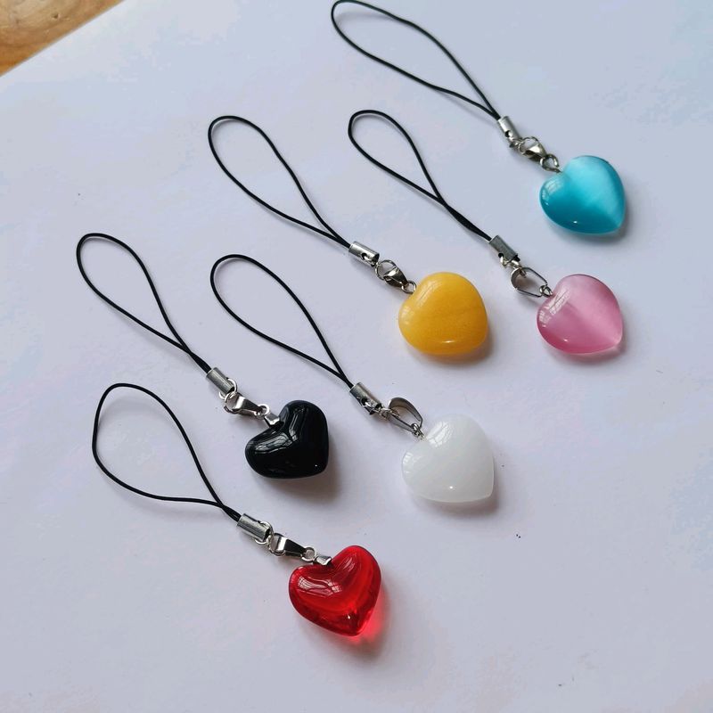 Glass Heart Phone Charm