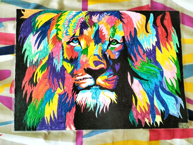 Colourfull Lion Aesthetic Painting 🎨