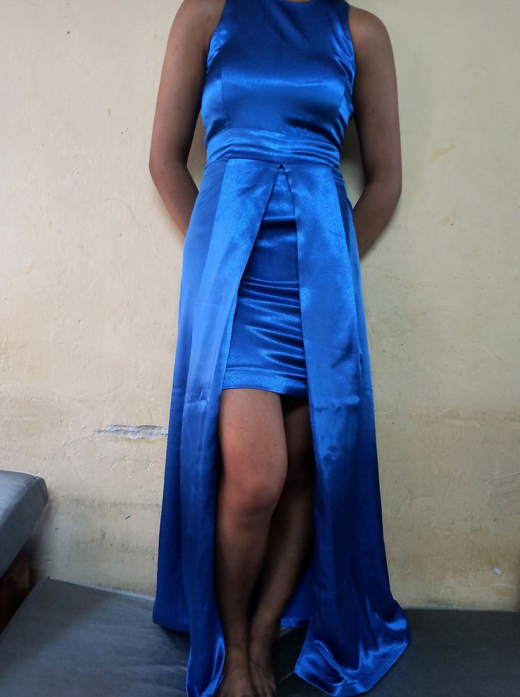 Blue Satin Dress