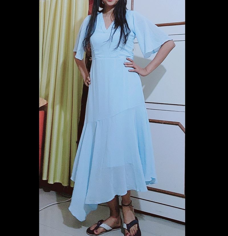 Pretty Powder Blue Assymetric Dress By AND