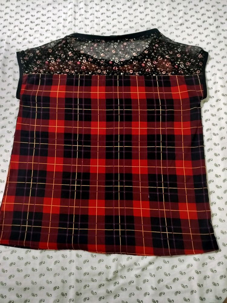 Black And Red Check Top