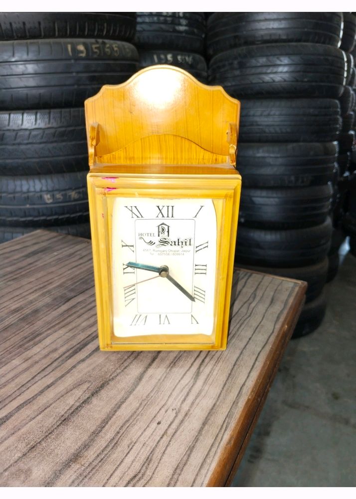 Table Clock WOODEN Color With Good Condition