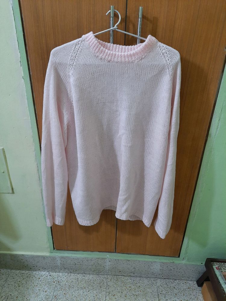 Woolen sweatshirt- Baby pink