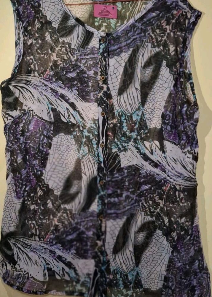 Printed Sleeveless Shirt For Women